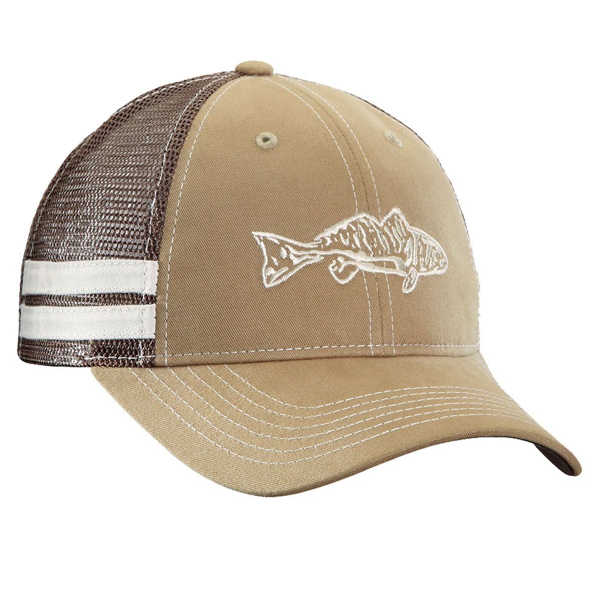 Redfish Trucker Hat - Khaki/Chocolate H1731 | Flying Fisherman